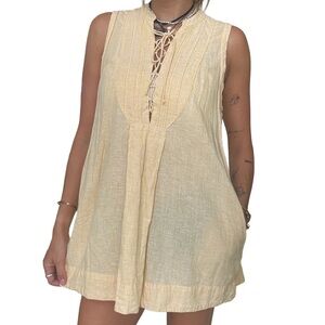 Free People Off Poplin Dress in Saffron Combo